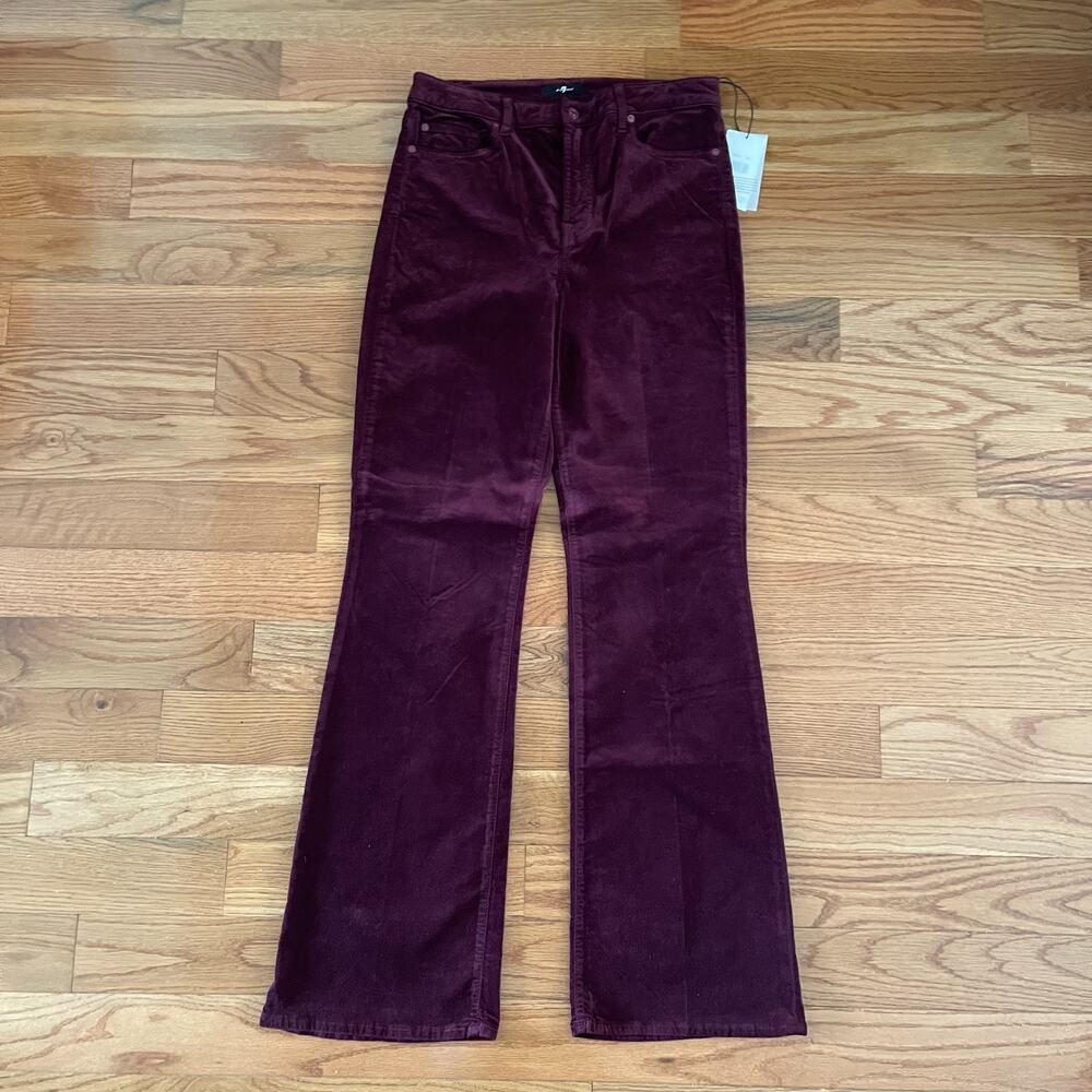 7 For All Mankind Lisha Velvet Bootcut Jeans Womens 32 Garnet Red High Rise NWT
